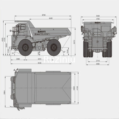 SRT55D Mine Dump Truck 480kW 35m3 พร้อมน้ำหนักบรรทุก 55t